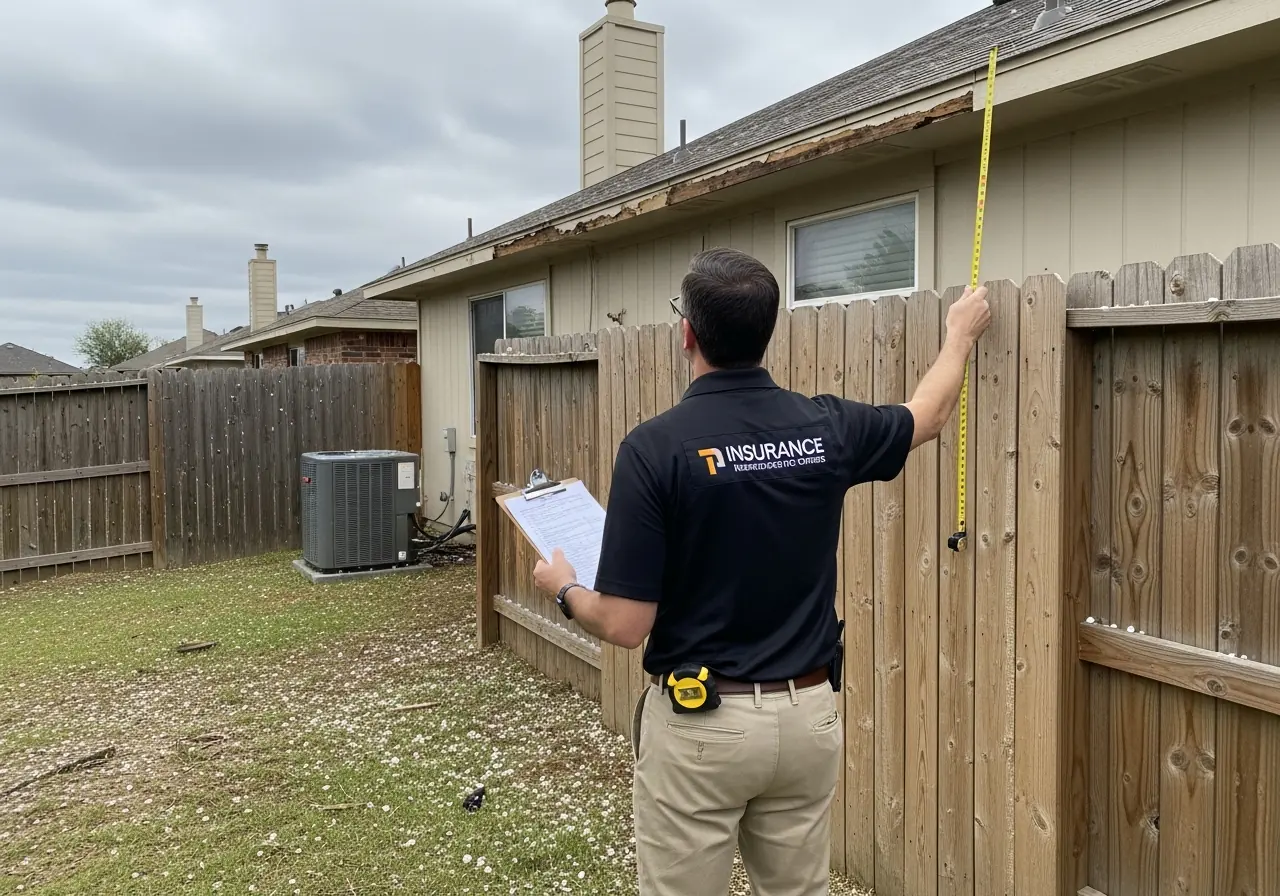 Public adjuster documenting property damage on site